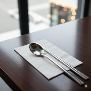 Mastering the Napkin Shield technique for clean silverware at a restaurant